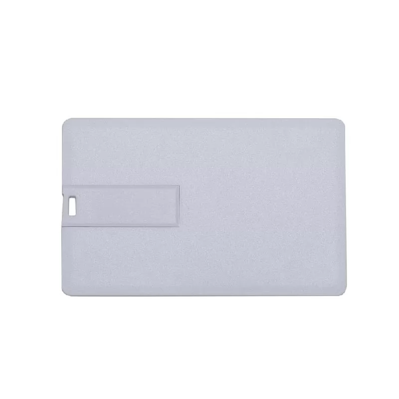 Carcaça pen card branca de plástico em formato de cartão retangular vista de frente