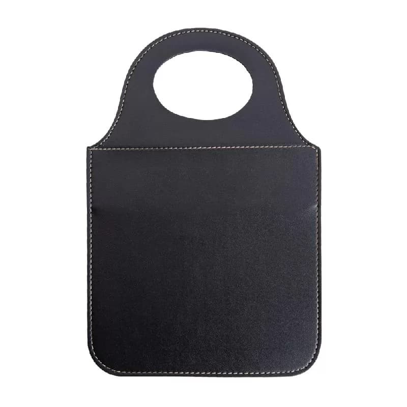 Lixocar de couro sintético preto com costura contrastante clara em fundo branco