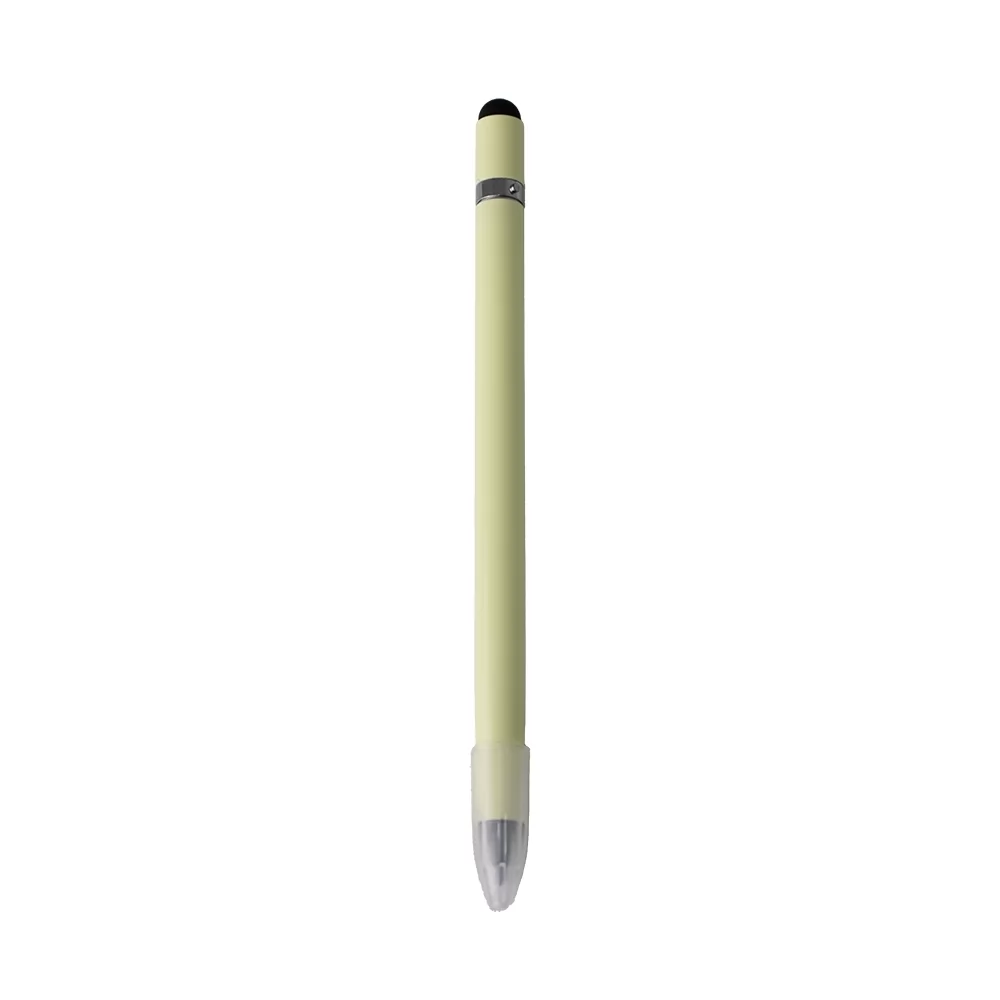 Lápis Infinito Touch amarelo com ponteira touch e tampa protetora transparente sobre fundo branco