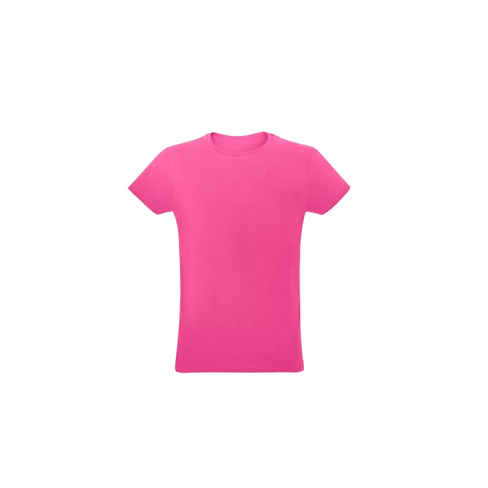 Camiseta unissex papaya de corte regular rosa lisa de manga curta vista de frente em fundo branco