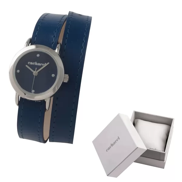 Relógio Blossom bordô com pulseira longa enrolada e fundo da caixa metálica prateada
