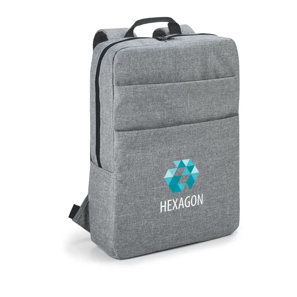 Mochila Graphs para notebook em tecido cinza mescla personalizada com logotipo frontal
