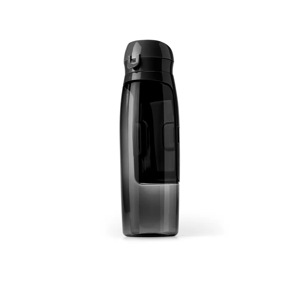 Squeeze Pepe 800 ml em plástico fumê translúcido com tampa preta sobre fundo branco