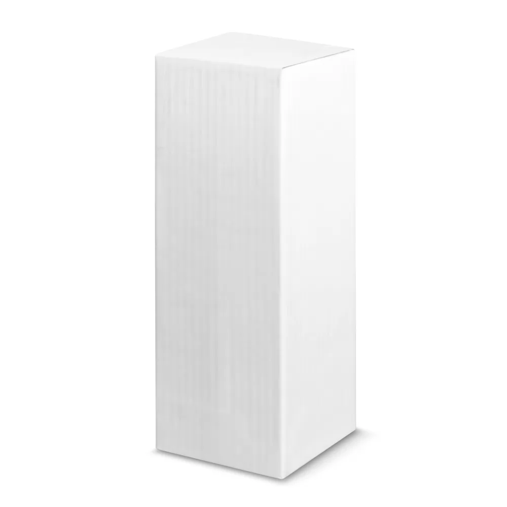 Embalagem retangular de papelão branco da Caixa de Som Bluetooth Horus 3 vista em perspectiva