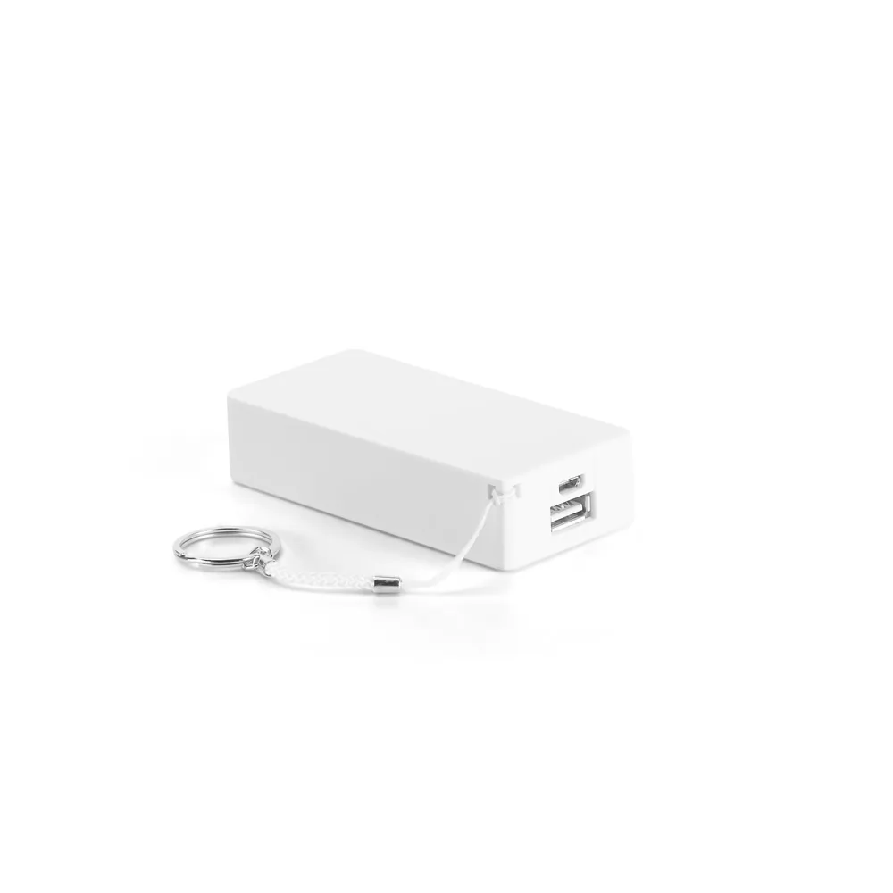 Bateria portátil Barium 4.0 4.000 mAh nas cores branca e preta com argola de chaveiro