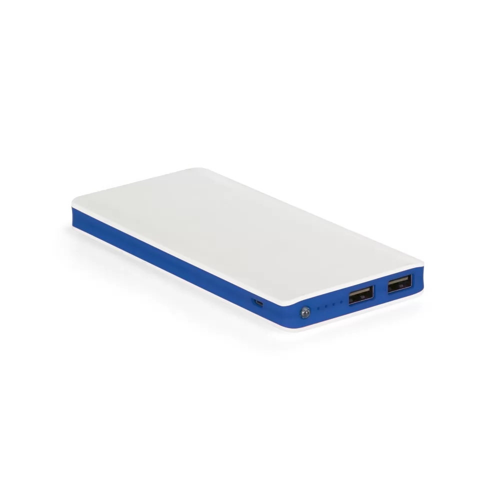 Três baterias portáteis Lumina X com topo branco e laterais nas cores vermelha, preta e azul royal
