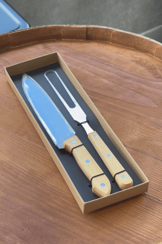 Kit churrasco com faca e garfo em inox